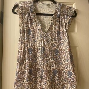 Lucky Brand Blue and Cream Floral Blouse